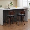 26" Swivel Counter Stools Set of 2,Faux Leather Upholstered Bar Stools,Modern Bar Stools with Walnut Back for Kitchen Island-Cuddlewood - 3 of 4