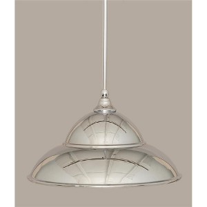 Toltec Lighting Any 1 - Light Pendant in  Chrome with 16” Chrome Double Bubble Metal Shade Shade - 1 of 1