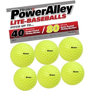 Heater Sports PowerAlley Lite Baseballs, Pitching Machine Balls, 1/2 Weight of Baseball,  9” Diameter, Pack of 6 - 1 of 2
