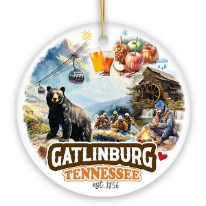 Classic Gatlinburg Tennessee Ceramic Ornament, Vintage Souvenir and Pigeon Forge Christmas Decor Gift| OrnamentallyYou - 1 of 4