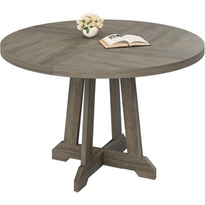 47-Inch Round Wood Dining Table for 4 – Modern Farmhouse Kitchen Table with Sturdy Legs, Ideal for Dining Room and Living Room - 1 of 1