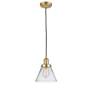 Cone - 1 Light Cord Hung Mini Pendant In Industrial Style-10 Inches Tall and 8 Inches Wide - 1 of 2
