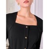 Hobemty Women's Square Neck Long Sleeve Belted Buttoned Work Pencil Dress - image 4 of 4