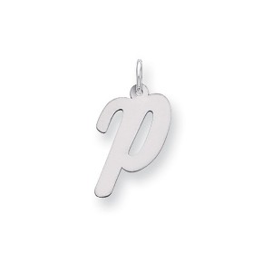 Black Bow Jewelry 14k White Gold, Madison Collection, Medium Script Initial Pendant A-W - 1 of 4