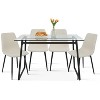 Mona+Bingo 5 Piece Black Rectangular Clear Tempered Transparent Glass Table with 4 Upholstered Side Chairs-Maison Boucle - 2 of 4
