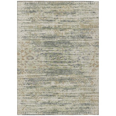 Artichoke Green And Beige Moroccan Washable Indoor Outdoor Area Rug