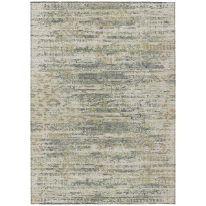 Artichoke Green And Beige Moroccan Washable Indoor Outdoor Area Rug - 1 of 4