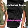 Women's Summer Short Sleeve Side Ruched Crew Neck T-Shirt Casual Knit Basic Tops - 3 of 4