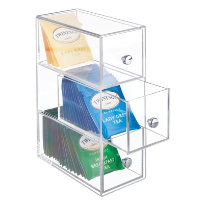 Mdesign Expandable Plastic Spice Rack Kitchen Drawer Organizer - 3 Tiers -  Clear : Target