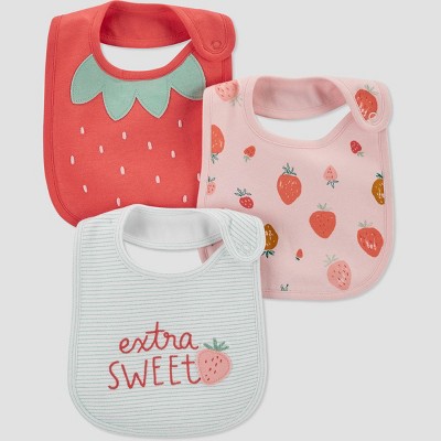 Image of Baby Girls' 3pk Strawberry Bib - Just One You® made by carter's Pink