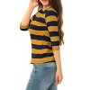 INSPIRE CHIC Women's Stripes Casual Basic Elbow Sleeves Boat Neck Slim Fit T-Shirts - 4 of 4