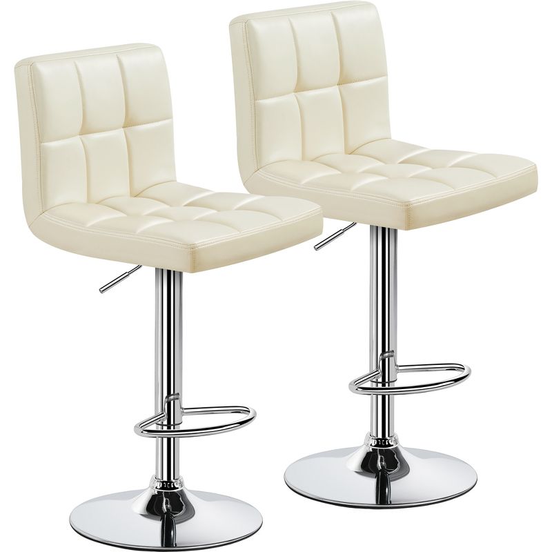 Yaheetech 2pcs Adjustable PU Leather Swivel Stool Armless Chairs with Bigger Base, 1 of 11