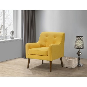 Woven Fabric Armchair with Tufted Back, Removable Seat Cushion and Wooden Legs for Living Room - 1 of 4