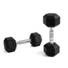 Naysaye Dumbbell Set of 2 12LBS Hex Dumbbell with Chrome Plated Knurled Handle Rubber Coated Solid Cast Iron for Home Gym, Silver, 12"*9"*5" - 2 of 4