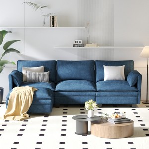 TiramisuBest Sofas 2/4/6 Seater Comfy Couch Mid Century Modern Pocket Spring Solid Wood Frame for Apartment Bedroom - 1 of 4