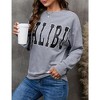 Sweatshirt For Women Lightweight Spring Holiday MALIBU Letter Graphic Crewneck Long Sleeve Pullover Sweatshirt - 3 of 4