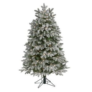 Nearly Natural 5' Flocked Colorado Mountain Fir Prelit LED Multifunction Light Artificial Christmas Tree - 1 of 1
