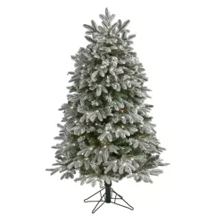 Nearly Natural 5' Flocked Colorado Mountain Fir Prelit LED Multifunction Light Artificial Christmas Tree