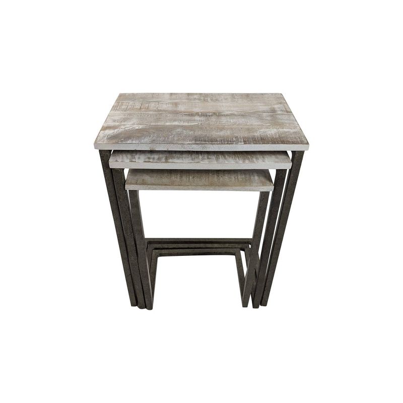Addison Nesting Table Set Natural Driftwood/Aged Iron - Carolina Chair &#38; Table, 4 of 8