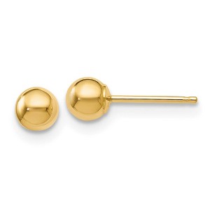 Black Bow Jewelry 4mm (3/16 Inch) 14k Yellow Gold Polished Ball Friction Back Studs - 1 of 4