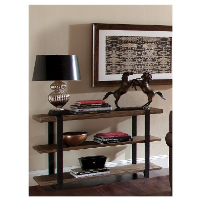 Rustic Natural Wood and Metal Media Console with Storage
