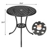 24" Round Patio Bistro Table - Cast Aluminum Outdoor Cafe Table with Umbrella Hole for Porch/Backyard/Garden - 3 of 4