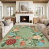 Modern Floral Rug Washable Rug with Non Slip Backing Low Pile Indoor Carpet Foldable Soft Floor Cover for Living Roo Bedroom Office - 2 of 4
