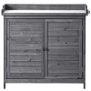 39"W Wooden Potting Bench Table, Patio Garden Workstation with 2-Tier Shelves and Side Hook - ModernLuxe - 2 of 4