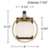 Possini Euro Design Carlyn Modern Wall Light Sconce Warm Brass Black Hardwire 8" Fixture Milky White Globe Glass for Bedroom Bathroom Vanity Reading - 4 of 4