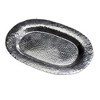 HomeRoots 13" Silver Oval Stainless Steel Hammered Serving Tray - 4 of 4