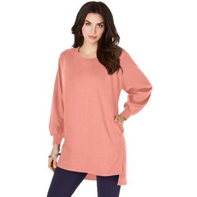 Roaman's Women's Plus Size Blouson Sleeve High Low Sweatshirt