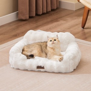 ZOMISIA Orthopedic Cat Couch Bed, with Supportive Egg Foam, Fluffy Faux Fur Removable Washable Cover and Non-Slip Bottom - 1 of 4