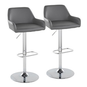 30" Contemporary Swivel Adjustable Barstool with Padded Back and Rounded T Footrest for Kitchen or Home Bar, Set of 2 - 1 of 4