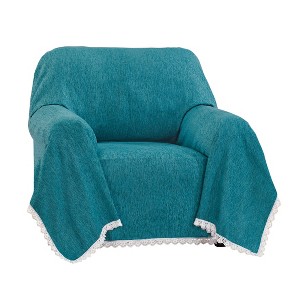 Collections Etc Chenille Lace Border Furniture Throw - 1 of 3