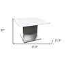 HomeRoots 22" White And Silver Marble And Metal Square Pedestal End Table - 3 of 4