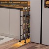 Slim 4-Tier Rolling Storage Cart, Narrow Slide-Out Utility Shelf with 3 Removable Baskets, Space-Saving Organizer for Kitchen, Bedroom, Living Room - 2 of 4