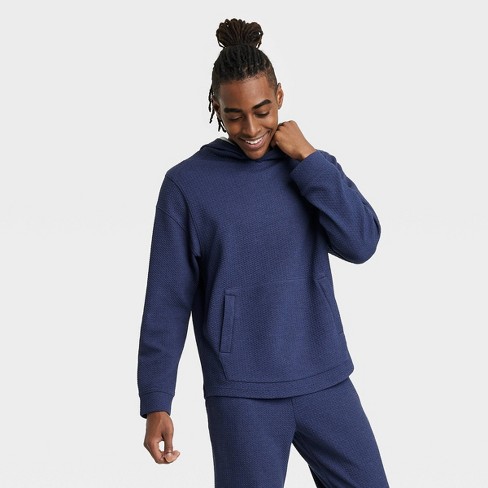 Men's Textured Fleece Hoodie - All In Motion™ Navy Blue Xl : Target