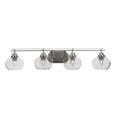Toltec Lighting Odyssey 4 - Light Vanity in  Brushed Nickel with 7" Clear Bubble Shade