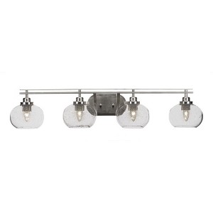 Toltec Lighting Odyssey 4 - Light Vanity in  Brushed Nickel with 7" Clear Bubble Shade - 1 of 1