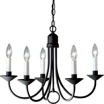 Progress Lighting Trinity 5-Light Chandelier, Brushed Nickel, White Candle Covers, Decorative Loop Detail