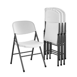 COSCO Commerical Plastic Folding Chairs, 4-Pack, White Speckle - 1 of 4