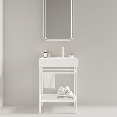 NicBex Bathroom Vanity with Basin,Bathroom Sink Vanity with Open Metal Leg and Shelves,24 inch Bathroom Sink Cabinet for Bathroom