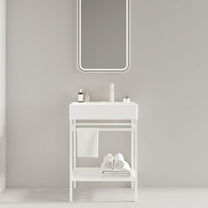 NicBex Bathroom Vanity with Basin,Bathroom Sink Vanity with Open Metal Leg and Shelves,24 inch Bathroom Sink Cabinet for Bathroom - 1 of 4