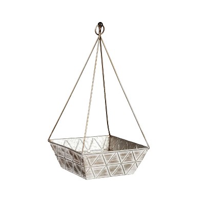 Evergreen Geometric Brushed Iron Planters, Set of 2