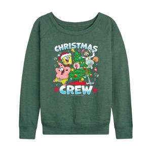 Women's - SpongeBob SquarePants - Christmas Crew Lightweight French Terry Wide Neck Long Sleeve Shirt - 1 of 4