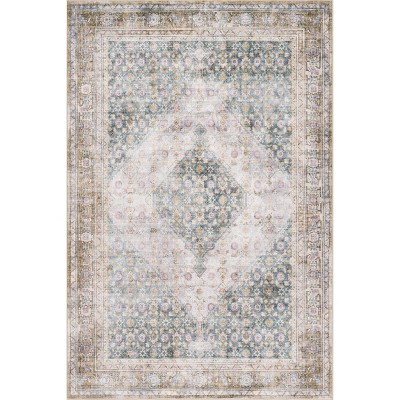 Nuloom Caius Faded Medallion Machine Washable Area Rug