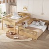 Twin XL/Full XL/Queen Over Queen Bunk Bed with Ladder and Guardrails, Convertible into Two Separate Beds, White/Natural - ModernLuxe - 3 of 4