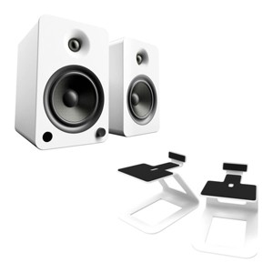 Kanto YU6 Powered Bookshelf Speakers with SE6 Elevated Desktop Speaker Stands - 1 of 4