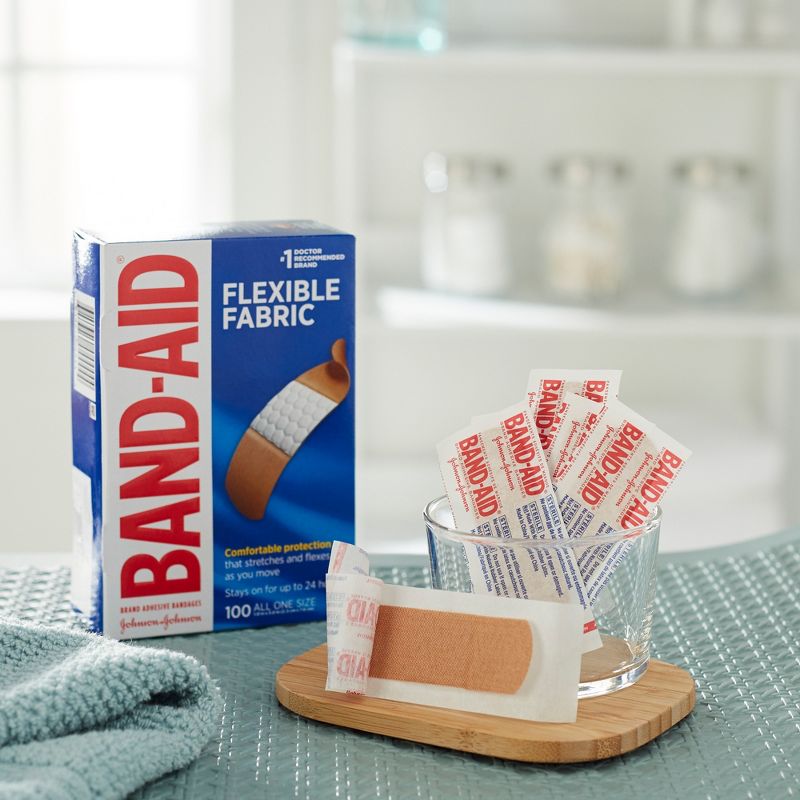 Band-Aid Tan Fabric Adhesive Bandage Sterile 1 x 3" 100 per Box, 3 of 4