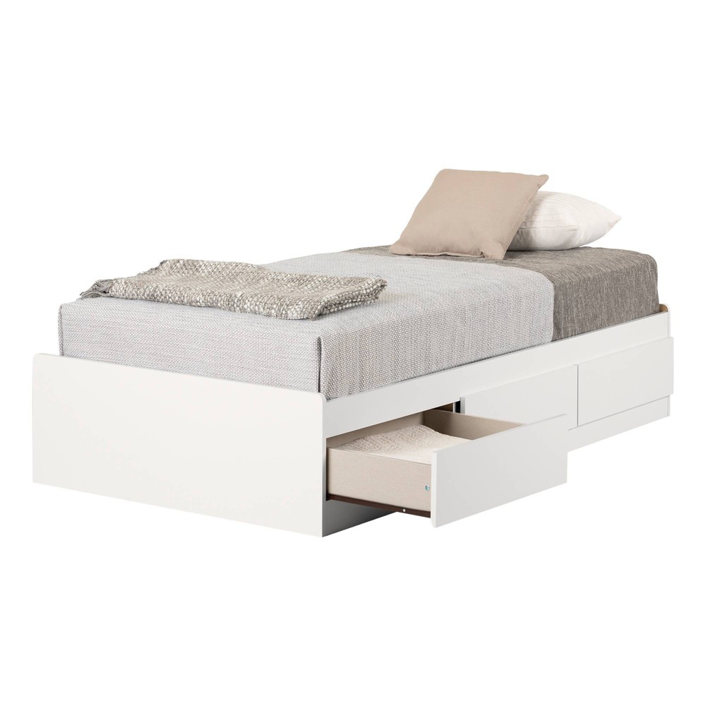 Photos - Bed Frame Munich Mates Kids' Bed with 3 Drawers Pure White - South Shore